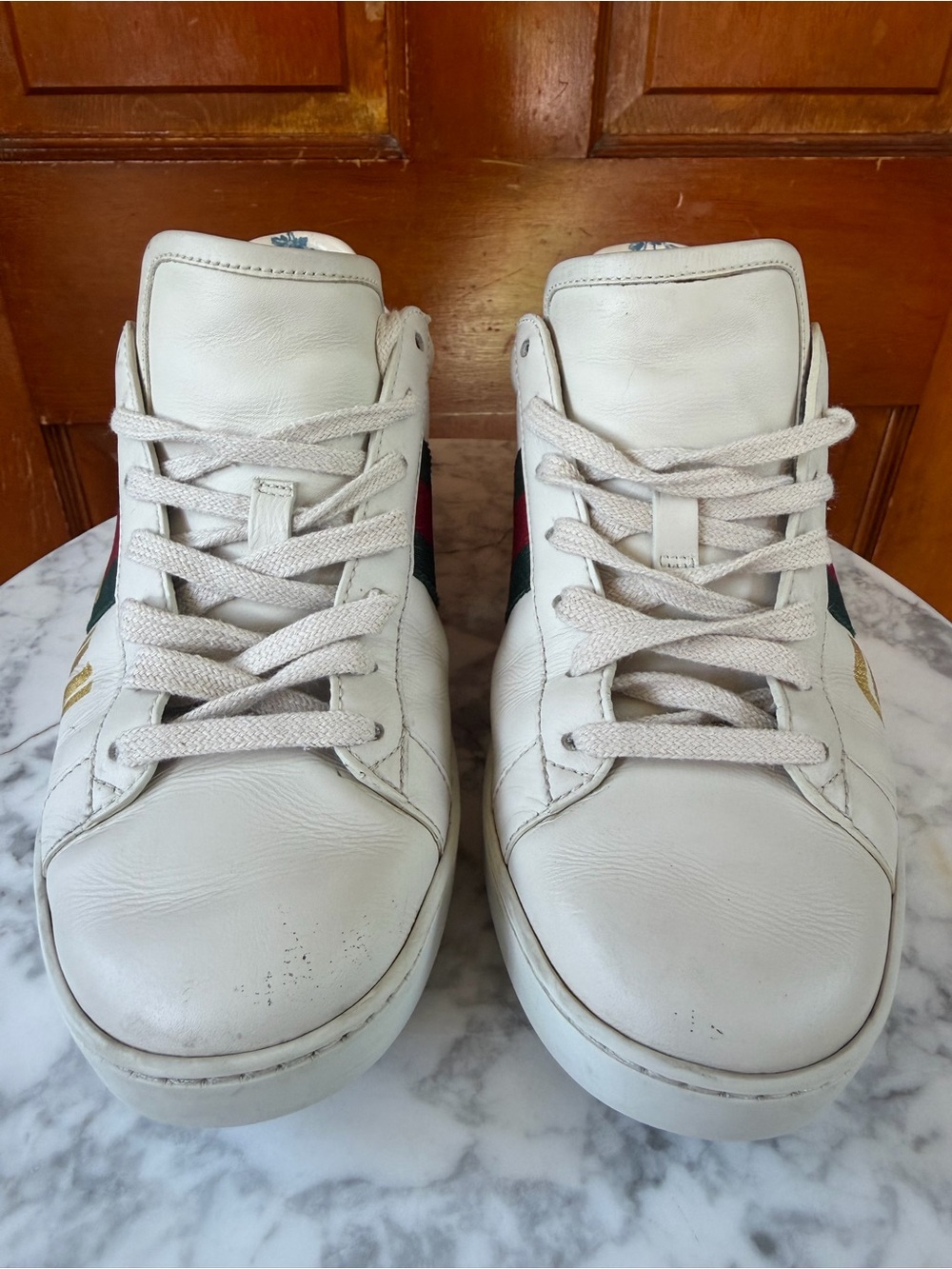Gucci Ace Low Sneaker Leather Guccy Print Logo SEGA Eu 38 1/2, US 8.5 - Picture 4 of 13